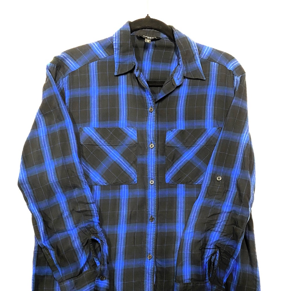Express Button Down Collar shirt XS black and blue